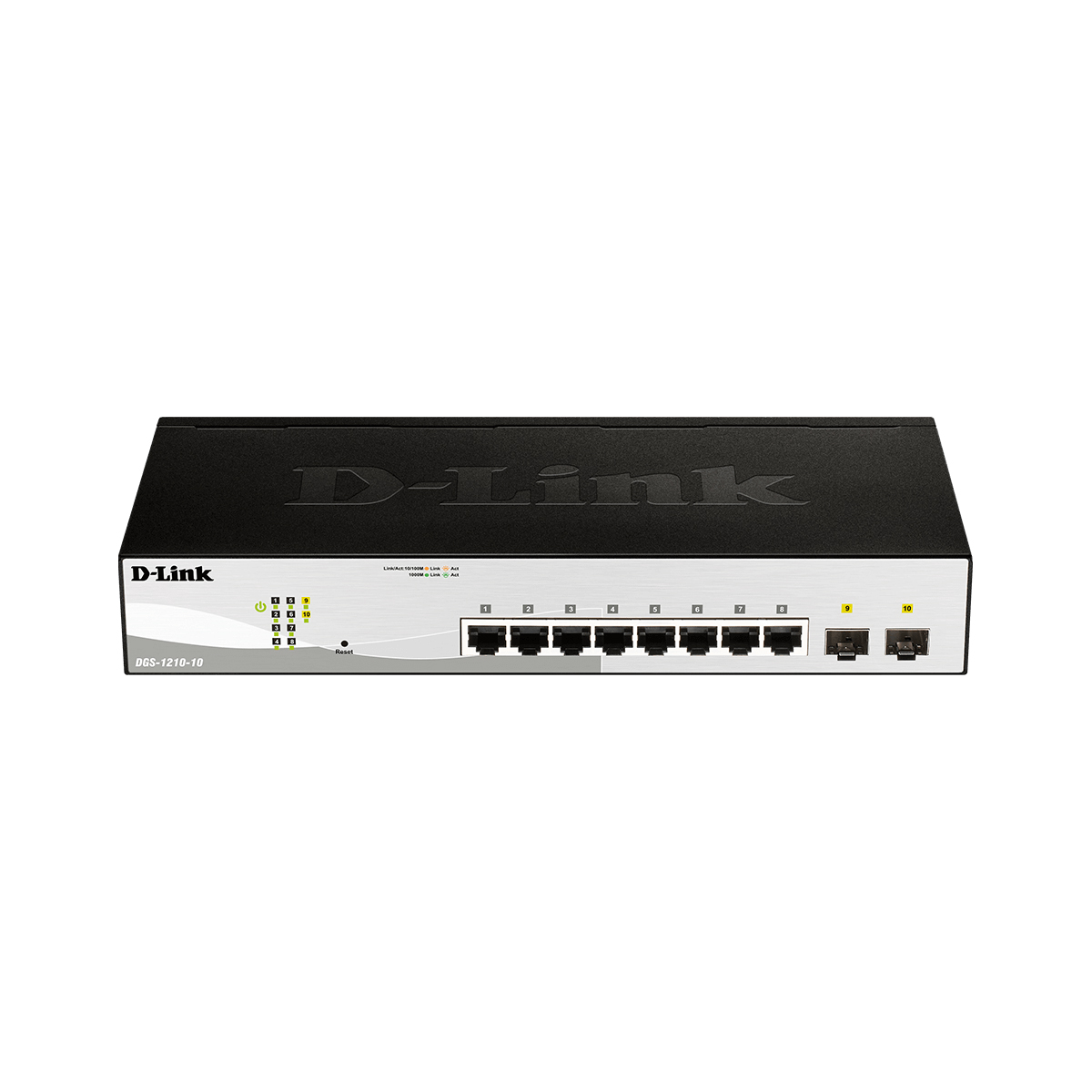 قیمت و خرید سوییچ شبکه مدیریتی 8 پورت + 2 پورت SFP دی لینک مدل DGS-1210-10 | نت ران